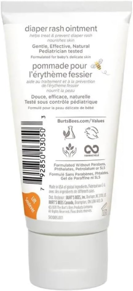 Burt's Bees Baby Bee 100% Natural Diaper Rash Ointment, 3 Ounce Tube (Pack of 3)