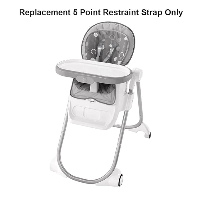 Replacement Parts for Fisher-Price 4-in-1 Total Clean High-Chair - DKR72 + More Models ~ 5 Point Restraint Strap ~ 2 Shoulder Straps, 2 Waist Straps, Crotch Strap with Buckle