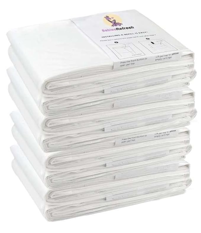 Refills Compatible with DEKOR CLASSIC Diaper Pail Refills | 8 Pack | Diaper Pail Odor Eliminator| Fresh Powder Scent | Each Diaper Bag Refill Holds up to 3960 Diapers | Diaper bin refill