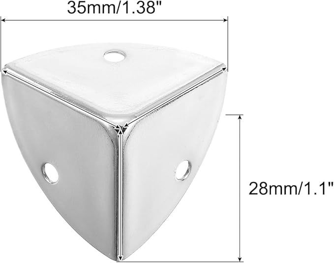 uxcell 12 Pcs Metal Corner Protectors, 28mm Box Edge Guard Protector, with Mounting Screws for Furniture Cabinet Speaker Protection Home Decorative, Silver