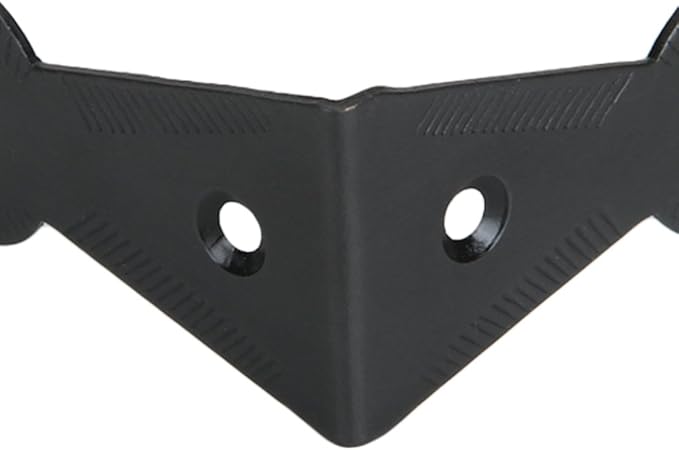 Set of 8 Hardware Surface-Mounted Chest/Trunk Corner/Box Corners, Natural Black Finish, Stamped Steel Construction, Edge Guard Box Table Cabinet Trunk Corner Protector, Decorative Corner Brackets