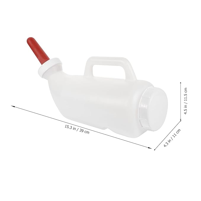 POPETPOP Calf Milk Feeder Bottle 1 Set Calves Nurser Bottles with Handle and Silicone Lamb Cow Nursing Feeding Bottle Farm Goats Milk Feeder Livestock Supplies