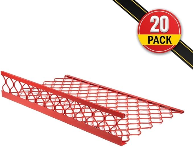 Mytee Products 20 Pack 40" x 24" (Drop) Aluminum Mesh Brick Guard Corner Protector – Red Coated L-Shaped Edge Guard, Corrosion-Resistant Protection