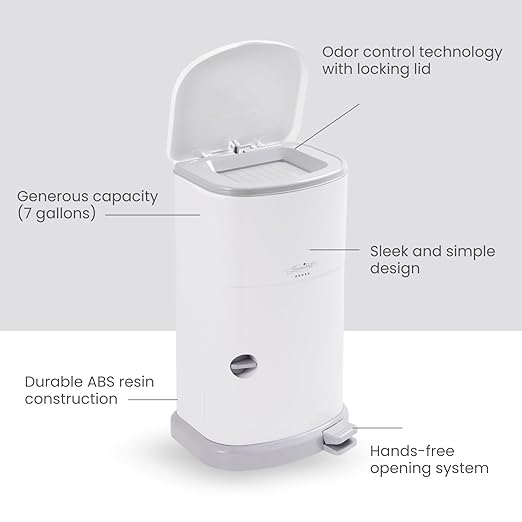 Janibell Akord Slim Can (M280DA) Bundle – 7 Gallon Adult Diaper Pail with Pre-Installed Liner + 1 Additional Continuous Refill