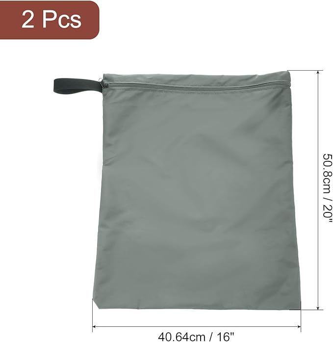 uxcell 2 Pcs Wet Dry Bags, 16" x 20" Waterproof Travel Bags with Two Zippered Pockets, Gym Bag for Beach Pool Swim Suit and Wet Clothes Grey
