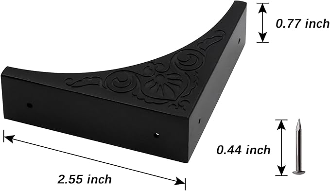Pack of 4 2.56" Antique Metal Corner Protectors Corner Guard Decorative Desk Box Corner Protector Desk Case Edge Cover Guard Furniture Corner (Black Printing)