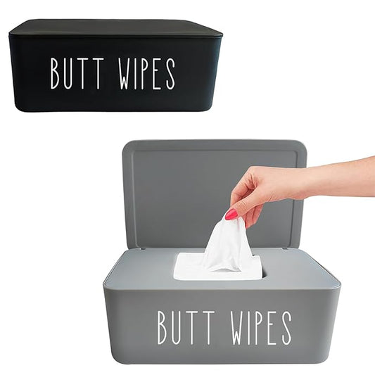 Moorfowl 2 Pack Butt Wipes Dispenser 7.28" L * 4.80" W * 2.75" H, Flushable Wipes Dispenser for Bathroom Chic Style Baby Wipes Container Nursery Diaper Wipe Holder Box