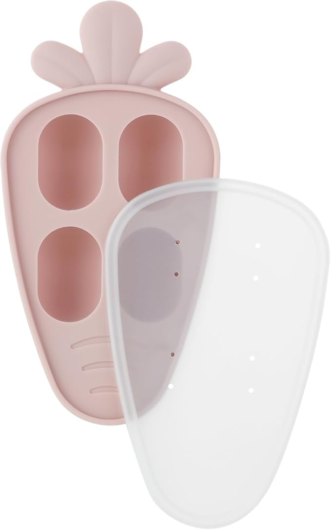 PandaEar 2 Pack Baby Food Freezer Tray with Lid, Silicone Nibble Freezer Tray, Breastmilk Popsicle Mold, Baby Food Storage Container, Carrot Design, BPA Free