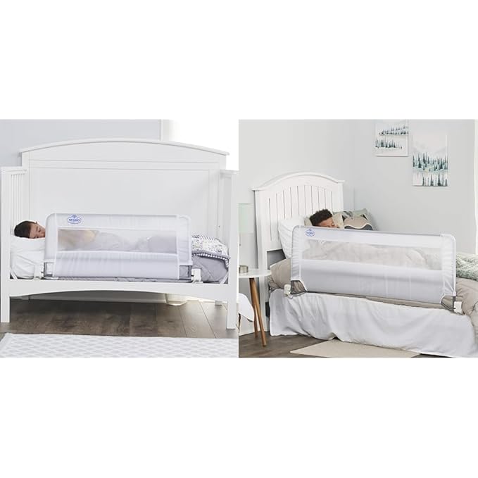 Regalo Swing Down Crib Rail, with Reinforced Anchor Safety System & Swing Down 54-Inch Extra Long Bed Rail Guard, with Reinforced Anchor Safety System