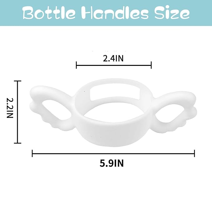 4Pack Baby Bottle Handles for Boon Nursh Reusable Silicone Pouch Baby Bottles, Silicone Bottle Holder for Easy Grip (White)