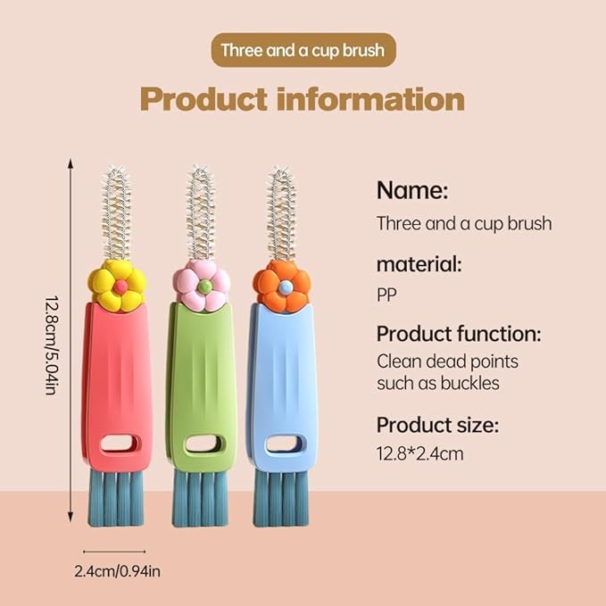 3 in 1 Cup Lid Cleaning Brush, Multifunctional Cleaning Brush Portable Cup Lid Cleaner for Bottle Gap Tight Spaces Cup, Portable Cup Lid Cleaner, 1 Pcs Blue