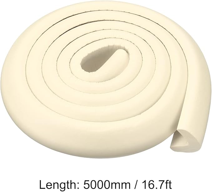uxcell Corner Guards Edge Protectors 16.4ft(5M), Foam Safety Bumper L Shape for Furniture Corner Table Edge Guard, Beige