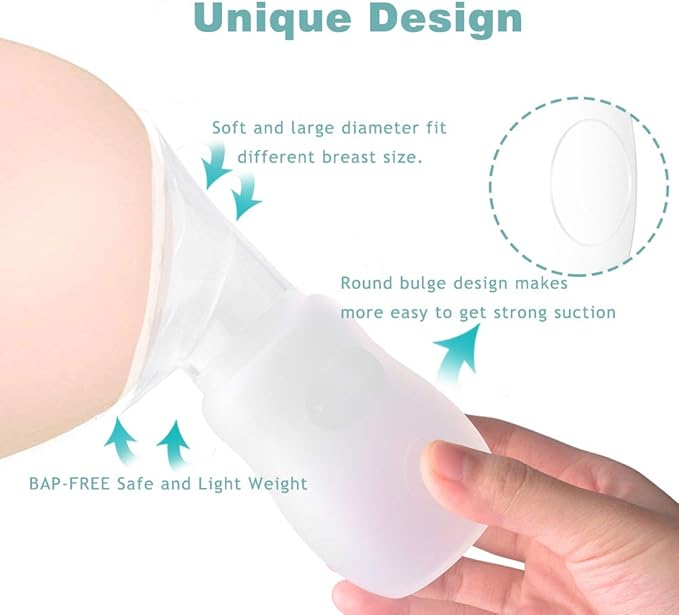 2 Pack Silicone Manual Breast Pump with Protective Lid, 100% Food Grade Silicone, Whole Shaped Technology, BPA-Free(Yellow)