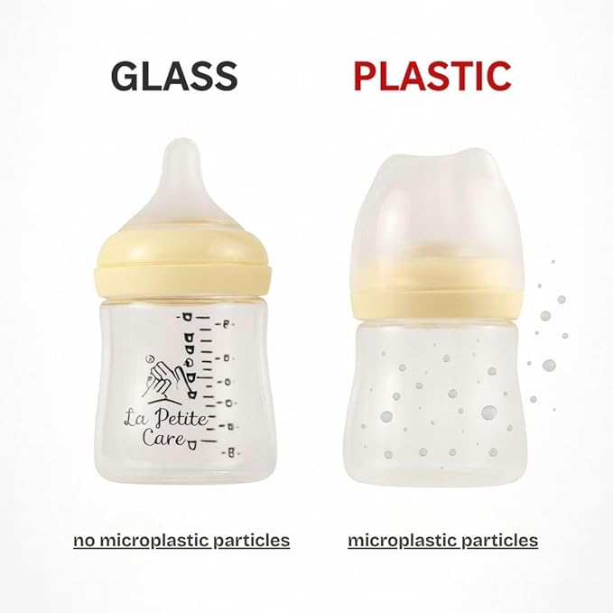 Glass Baby Bottles Anti Colic Set 2 Pack 3oz and 6oz BPA Free Heat Resistant Borosilicate Glass with 3 Silicone Nipples Wide Neck Gift Box Baby Shower Easy to Sterilize for Newborn 0-9 Months