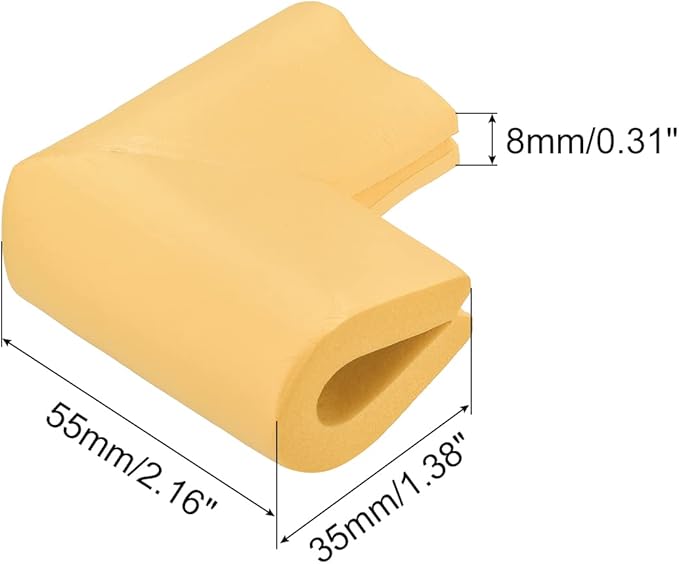 uxcell Corner Guards Edge Protectors, 12Pack U Foam Safety Bumper W Self-Adhesive Tape Furniture Corner Table Edge Guard, 2.16"x1.38"x0.315", Wood Color
