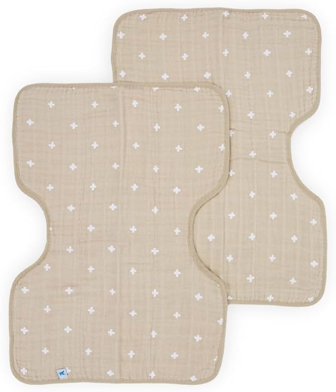 Little Unicorn Ultra-Absorbent Premium Burp Cloth 2 Pack | Soft on Baby's Skin | Larger Size | Ergonomic Design | Set of 2 (Taupe Cross)
