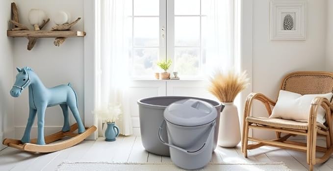 Rotho Babydesign Nappy Pail, 10l, 0+ Months, Bella Bambina, Stone-Grey, 20021 0286