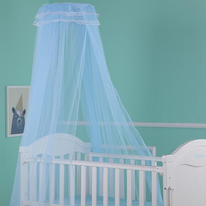 Crib Mosquito Net Baby Bed Dome Cots Mosquito Netting Toddler Bed Crib Dome Canopy Netting Hanging Bed Cover Net Mosquito Bar Frame Palace-Style Crib Bedding Set (Stand Not Included)