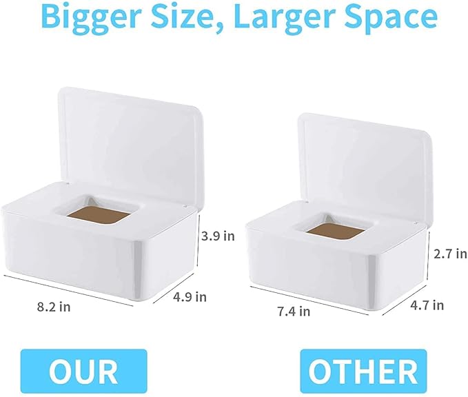 Cloth Wipes Dispenser, 8.2L x 4.9W x 3.9H inches, Cloth Baby Diaper Wipes Container for Homemade Reuseable Baby Essential, White