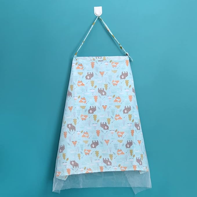 Surakey Cotton Nursing Cover - Large Breastfeeding Towel Cloth Mesh Adjustable - Soft, Breathable, Chemical-Free, 360° Coverage, Nursing Cover for Breastfeeding Baby Feeding - Bear