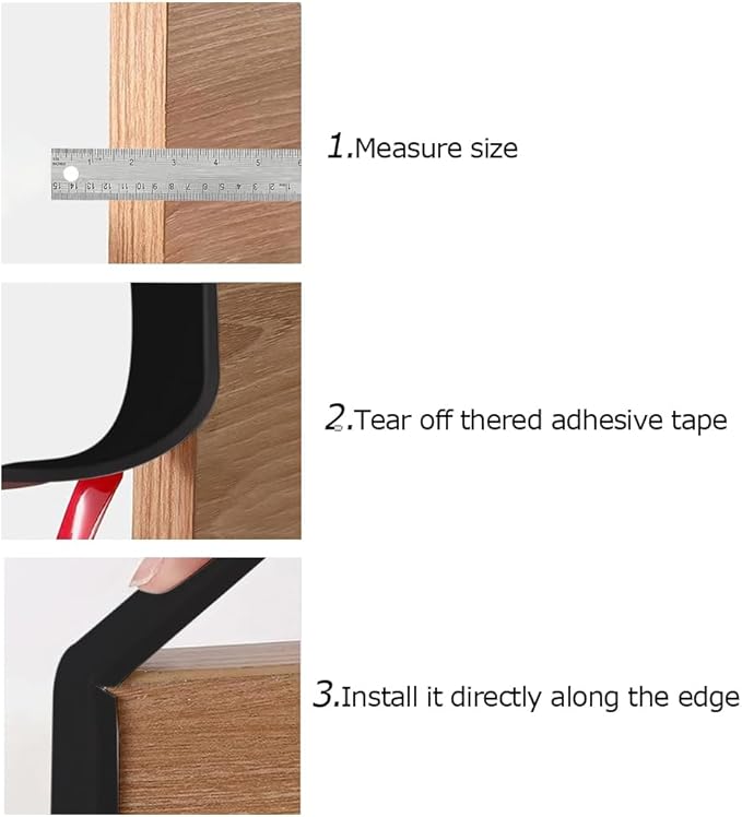U Shape Plywood Edge Banding, Fit 3/4 inch Edge, Desk Edge Protector, Self-Adhesive Edge Trim for Veneer, Furniture, Countertop, Table, Sheet Metal, Black, 20Ft