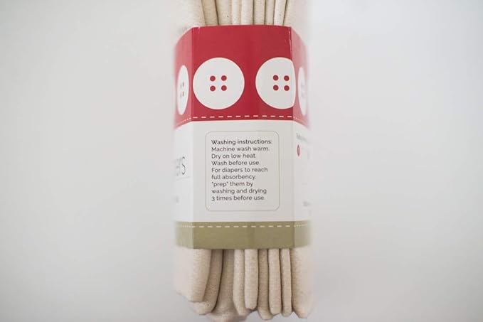 Buttons Unbleached Organic Cotton Birdseye Flat Diapers - 6 Pack