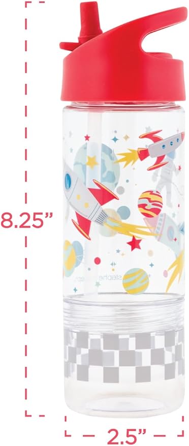 Stephen Joseph, Kids Sip and Snack Water Bottle, 12 oz Tritan BPA Free, Drink Bottle for Girls & Boys, Back to School Charcoal Flower