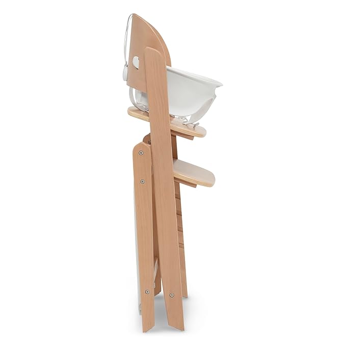 Delta Children Crave 4-in-1 Convertible High Chair – Folds Flat, FSC Certified Beech Wood Frame, Grows from Baby to Adult, Magnetic Buckle & Dishwasher-Safe Tray – Natural