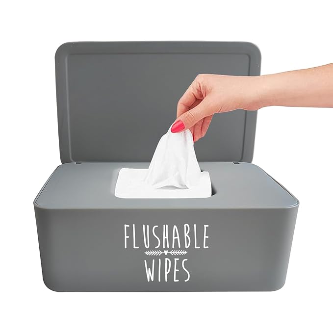 Moorfowl Flushable Baby Wipes Dispenser for Bathroom, 7.28" L * 4.80" W * 2.75" H, Aesthetic Butt Wipes Container Holder Practical Baby Registry Essential