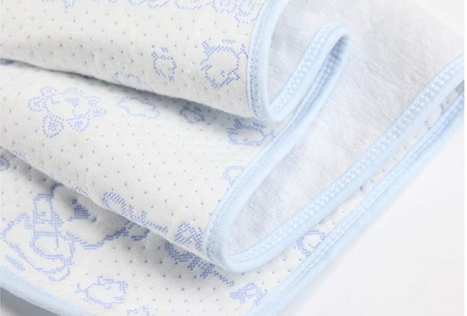 Monvecle 2pcs Pack Baby Infant Waterproof Cotton Changing Pads Washable Resuable Diapers Liners Mats Blue Bear 28" x 20"