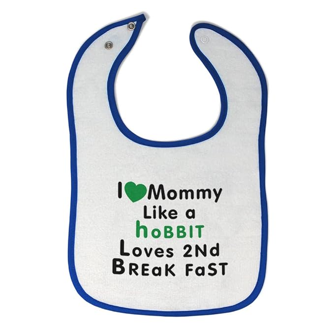 Toddler & Baby Bibs Burp Cloths Mom Love Mommy Like Hobbit 2 Breakfast Cotton Baby Items for Baby Girl & Boy White Royal Blue Design Only