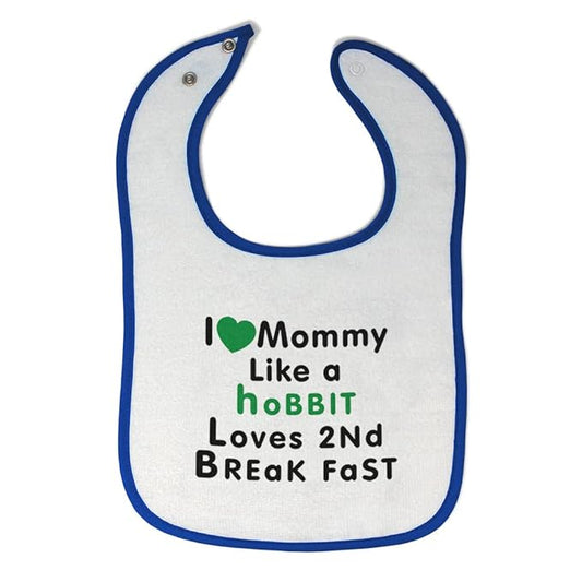 Toddler & Baby Bibs Burp Cloths Mom Love Mommy Like Hobbit 2 Breakfast Cotton Baby Items for Baby Girl & Boy White Royal Blue Design Only
