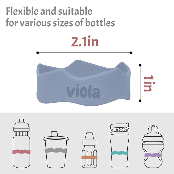 4 Pack Baby Bottle Labels Personalized, Custom Silicone Water Bottle Name Bands for Daycare Reusable, Laser Engraving Bottle Name Tags, Waterproof Customized Kids Cups Grip Straps for School