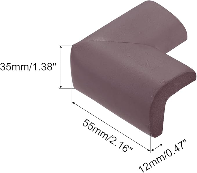 uxcell Corner Guards Edge Protectors, 12Pack Foam Safety Bumper L Shape, 55mm/2.16"(L) for Furniture Corner Table Edge Guard, Brown