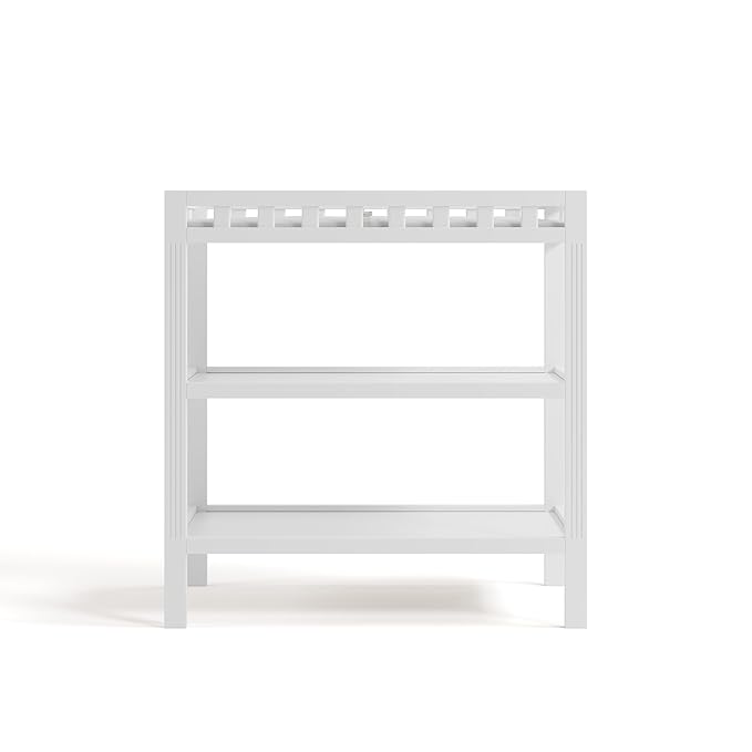 Storkcraft Morningside Changing Table (White) – GREENGUARD Gold Certified Baby Changing Table, Includes Waterproof Diaper Changing Pad, Easy 30-Minute Assembly, 2 Open Shelves for Storage