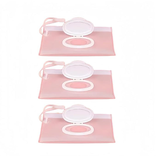 3Pcs White Portable Baby Wipe Case Travel Holder Keeps Wipes Moist Set of Wet Wipes Holders Travel Wipes Cases On The Go Refillable Dispenser Container Waterproof Container with Sealed Zippe