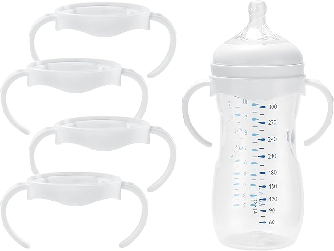 (4 Pack Bottles Handles for Philips Avent Natural Baby Bottle, Quick Install & Easy for Little Hands to Hold, White
