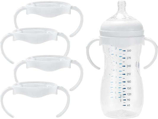 (4 Pack Bottles Handles for Philips Avent Natural Baby Bottle, Quick Install & Easy for Little Hands to Hold, White
