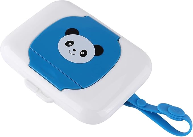 Baby Wet Tissue Box, Eco‑Friendly Odourless Convenient Usage Baby Wipes Dispenser Wet Wipes Case for Outdoor Travel(Blue Panda)