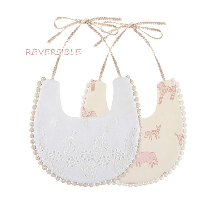 Baby Bib For Girls,Reversible Waterproof Handmade Natural Cotton Baby Drool Bib 0-12 months 4 Pack (floral mult-7, 0-12)