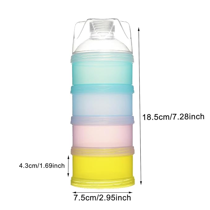 2 PCS 4 Layers Baby Milk Powder Dispenser, Milk Powder Pots,Formula Dispenser Portable Milk Powder Formula Dispenser Container Pot Box Milk Cans Snack Storage Box for Travel (Four-Color)