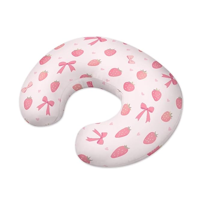 Pink Strawberry and Bow Tie Nursing Pillowcase Nursing Pillow Cover Cuddle Pillow Slipcover Detachable Nursing Pillow Protective Baby Feeding Baby Essentials