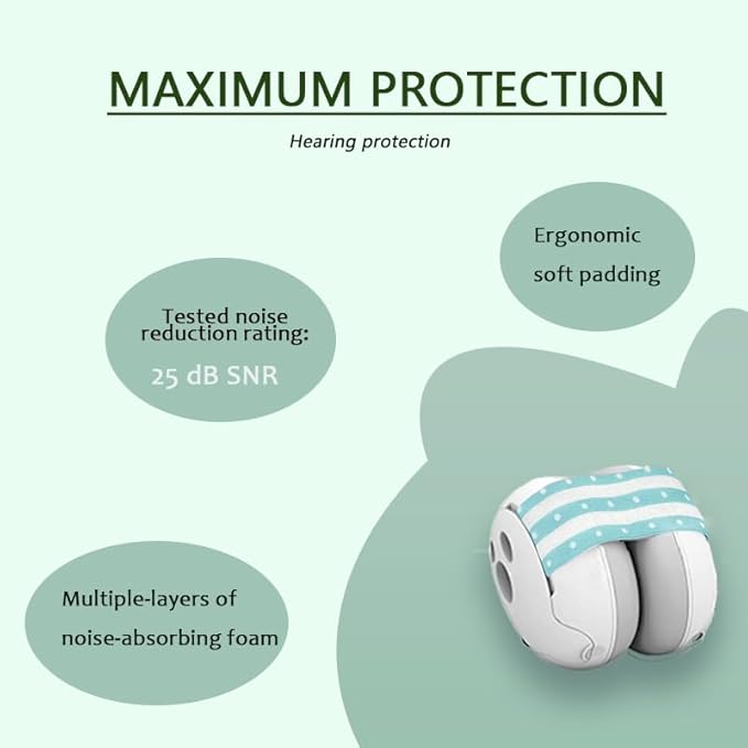 Jinberry Adjustable Baby Noise Cancelling Headphones Ear Protection Noise Reduction Earmuffs for Babies up to 36 Months