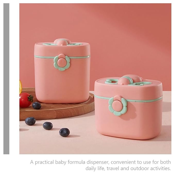 Hemoton Portable Milk Powder Box with Separate Scoop Infant Formula Dispenser Leak-Proof Compact Travel Storage Organizer for Baby Feeding 4.5X4X3.7 Inches