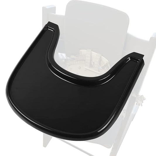 Baby High Chair Tray Compatible with Stokke Tripp Trapp V2+, Replacement Tray for Stokke High Chair, Smooth Surface & Strong Suction, BPA-Free & Dishwasher Safe, Toddlers 6–36 Months - Black