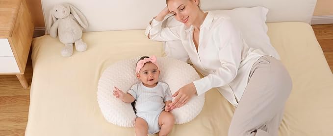 Nursing Pillow Cover Breastfeeding Pillow Cases Plush Dot Slipcover Pillow Sham (Beige)