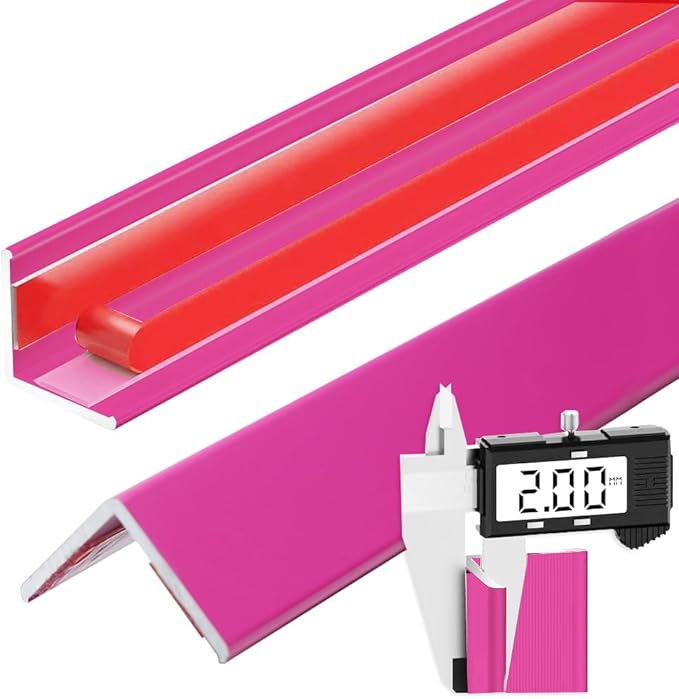 4 Pcs Aluminum Angle Corner Guards, 1" x 1" x 39.4" Metal Wall Corner Protector L-Shaped Molding Trim for Wall Door Frame Cabinet Protection Decoration, 2 mm Thickness, Rose Pink