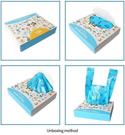 Disposable Diaper Bags with Easy-Tie Tabs, 200 Count Degradable Diaper Trash Bags or Pet Waste Bags, With Cute Pattern Unscented Biodegradable Diaper Sacks