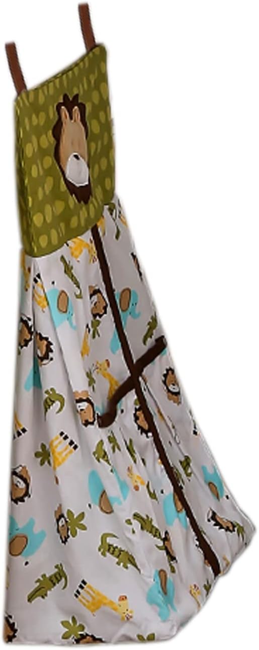 Green Lion Nursery Diaper Stacker 1 PC Embroidery Animal Diaper Hanging Bag for Baby Boy (Green Lion)