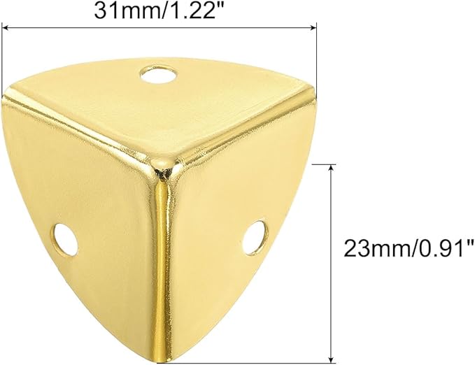 uxcell 8 Pcs Decorative Box Corner Cover, 23mm Metal Edge Guard, Furniture Corner Edges Protector with Screws, Light Gold
